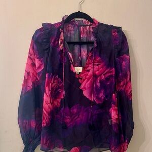 Cami NYC XS Vibrant Floral Long Sleeve Blouse